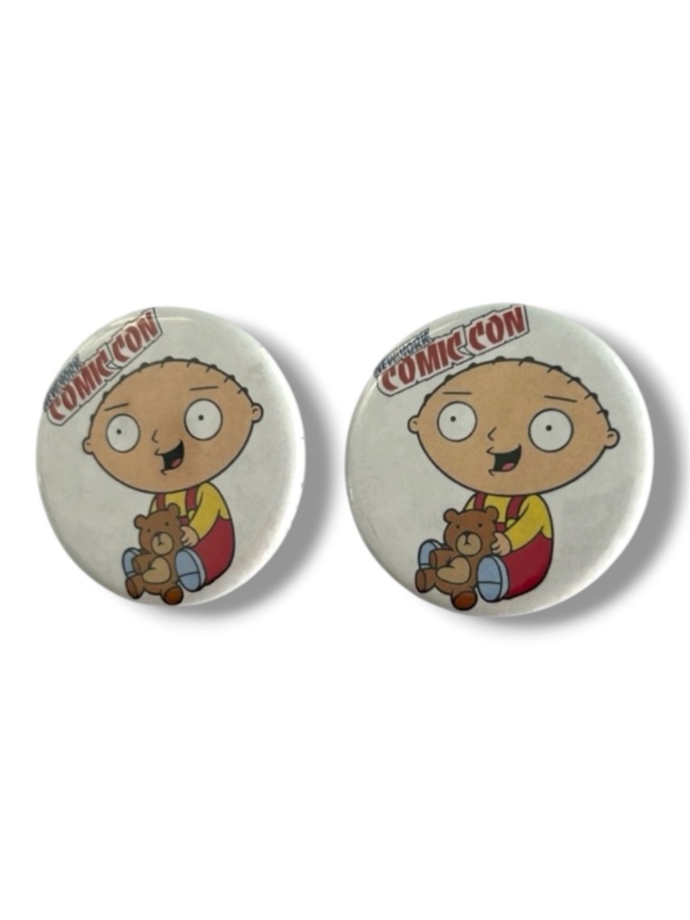 🦋 5/$25 - NYCC (2017) Stewie Family Guy Button Pins (Set of 2)